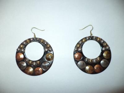 Brass Copper and Steel Work Earrings