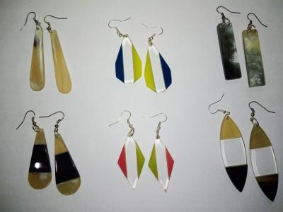 Resin and Horn Multi Design Set of 6 Earring Pairs