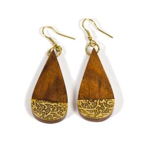 Wood and Brass Work Earrings